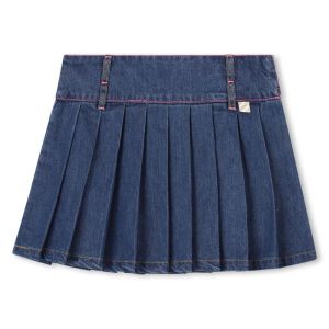 Jupe en denim plissée, ceintur Bleu