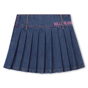 Jupe en denim plissée, ceintur Bleu