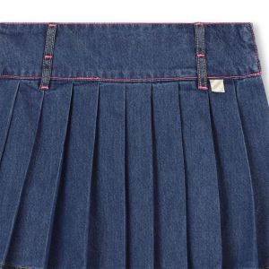 Jupe en denim plissée, ceintur Bleu