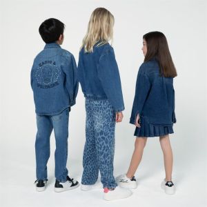Jupe en denim plissée, ceintur Bleu