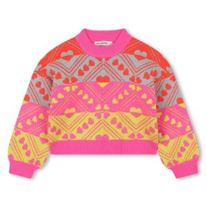 Pull tricot en jacquard avec m Rose