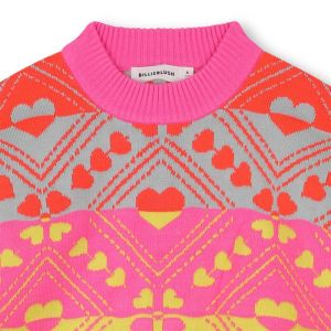 Pull tricot en jacquard avec m Rose