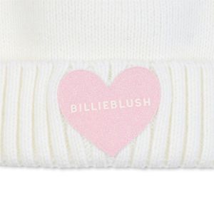 Bonnet tricot à pompon résille Beige