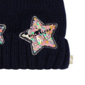 Bonnet tricot à badges étoiles Bleu