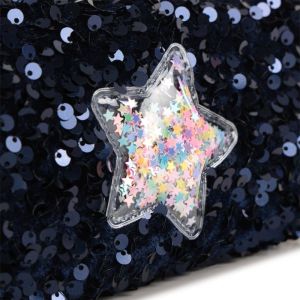 Trousse, sequins et sergé. Bad Bleu